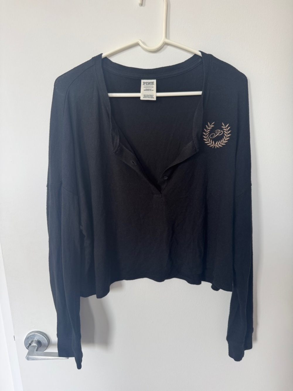 PINK Victoria's Secret Black Long-Sleeve Sleep shirt